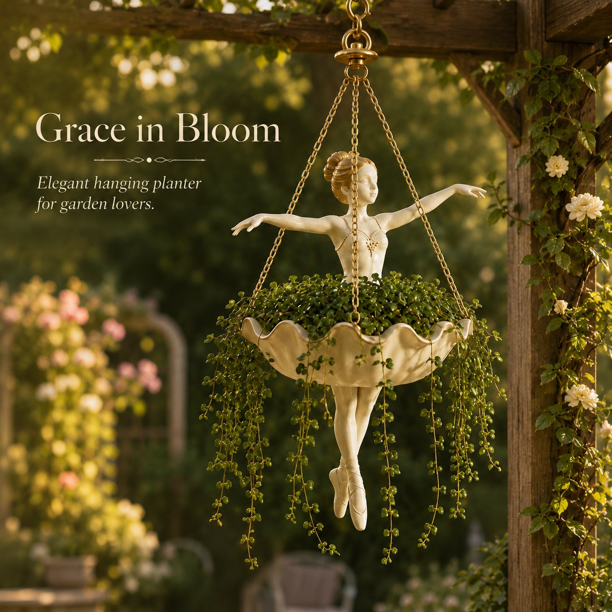 💃 Ballet Dancer Hanging Planter –🌿Elegant Garden Decor for Porch & Patio