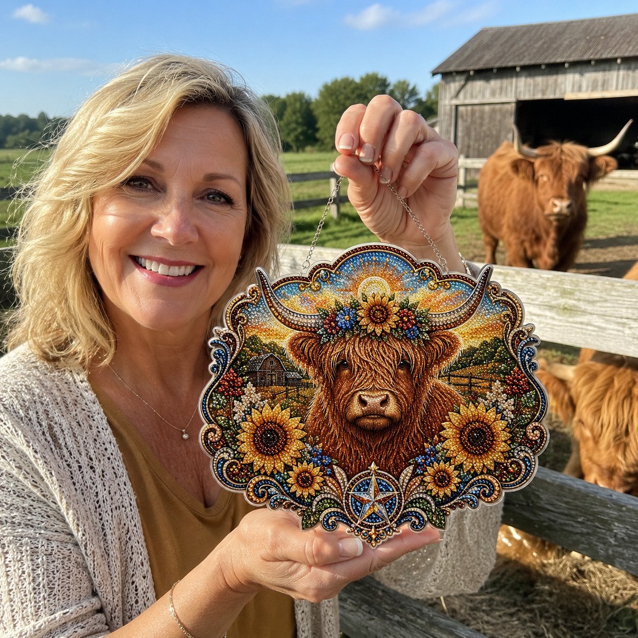 💥LAST DAY 49% OFF💥Highland Cow Diamond Art Hanging Ornament Kit