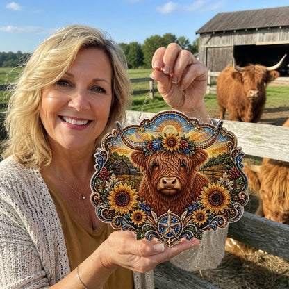 💥LAST DAY 49% OFF💥Highland Cow Diamond Art Hanging Ornament Kit