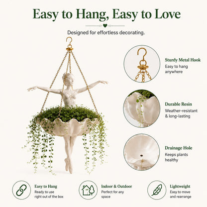💃 Ballet Dancer Hanging Planter –🌿Elegant Garden Decor for Porch & Patio