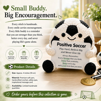 ⚽ Positive Soccer Buddy – Handmade Crochet Encouragement Gift 💚