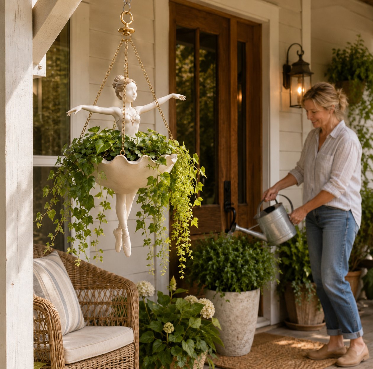 💃 Ballet Dancer Hanging Planter –🌿Elegant Garden Decor for Porch & Patio