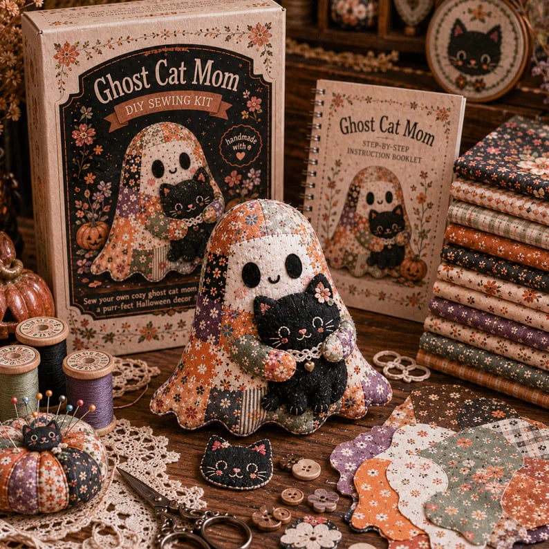 🧵49% Off Last Day - 👻Little Ghost’s Cozy Halloween DIY Patchwork Kit